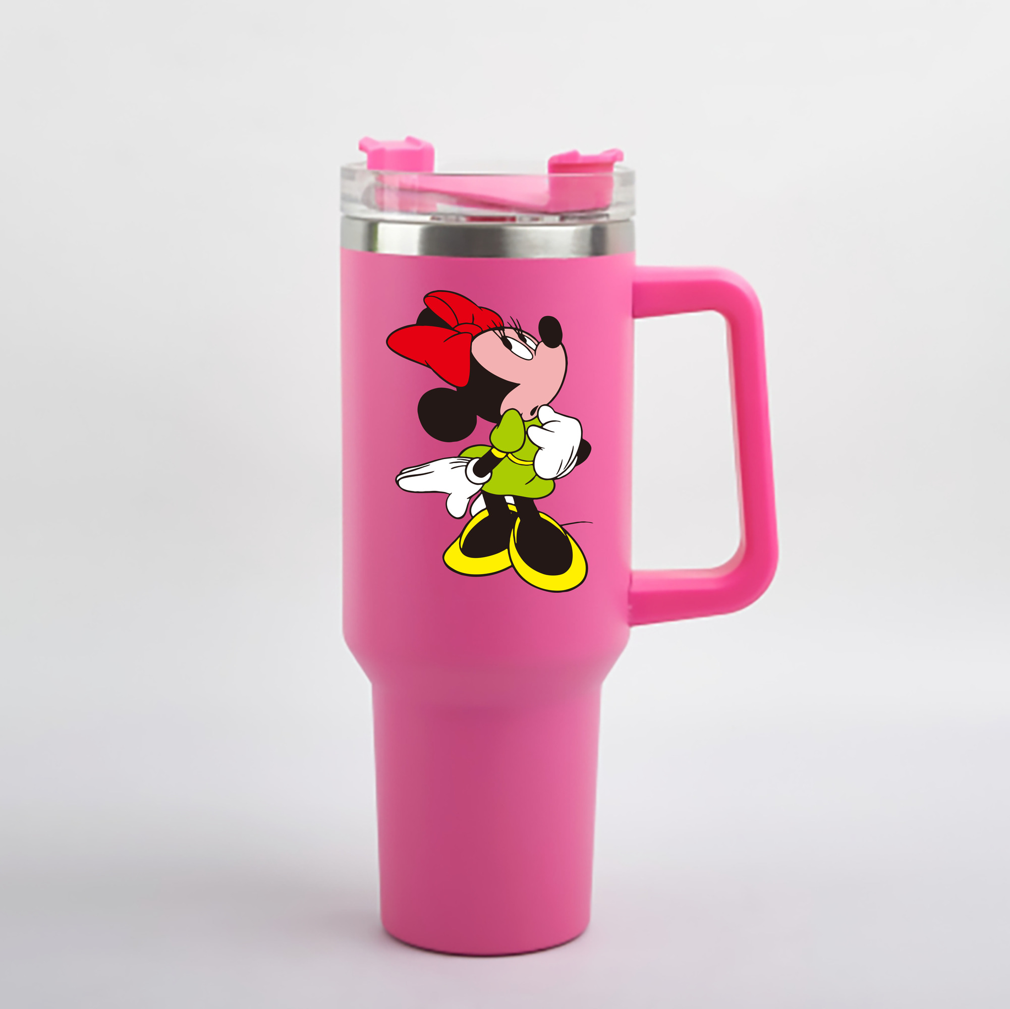 （画像用） ミッキーマウス Mickey Mouse 1200mL車用タンブラー - クリスタルステッカー（プラスチックストロー付き）